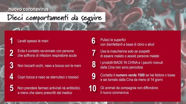 Coronavirus, decreto 1 marzo. Le misure straordinarie in vigore fino a domenica 8 marzo.